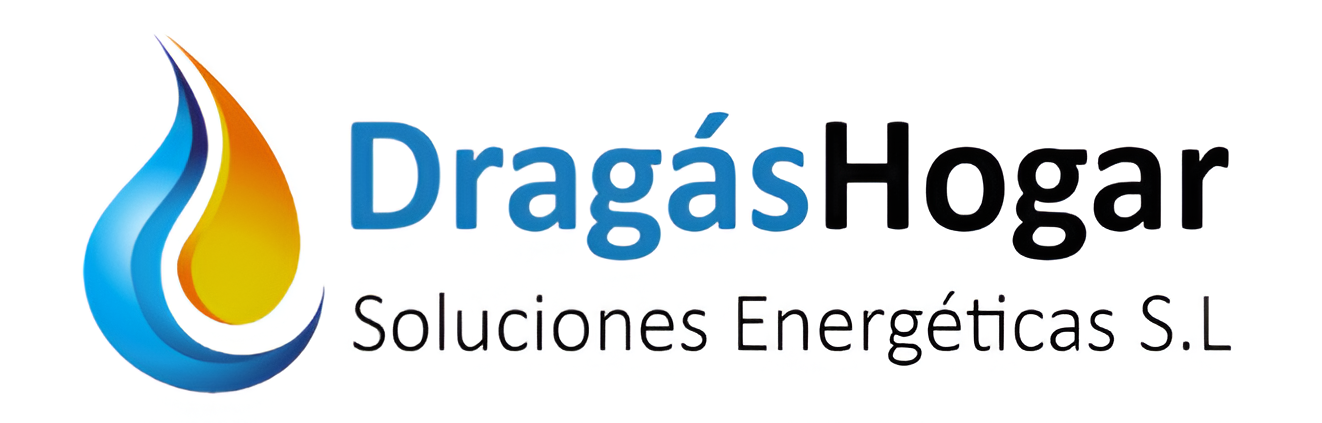 Dragás Hogar - Soluciones Energéticas S.L logo featuring company name in blue text with stylized flame design in gradient blue and orange colors