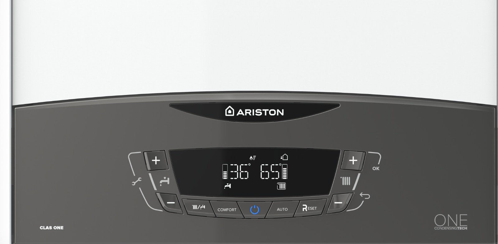 Caldera Ariston Clas One WiFi - Vista detallada del producto con pantalla LCD y controles